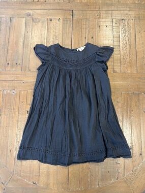 Bonpoint charcoal gray cut out eyelet dress girls size 4